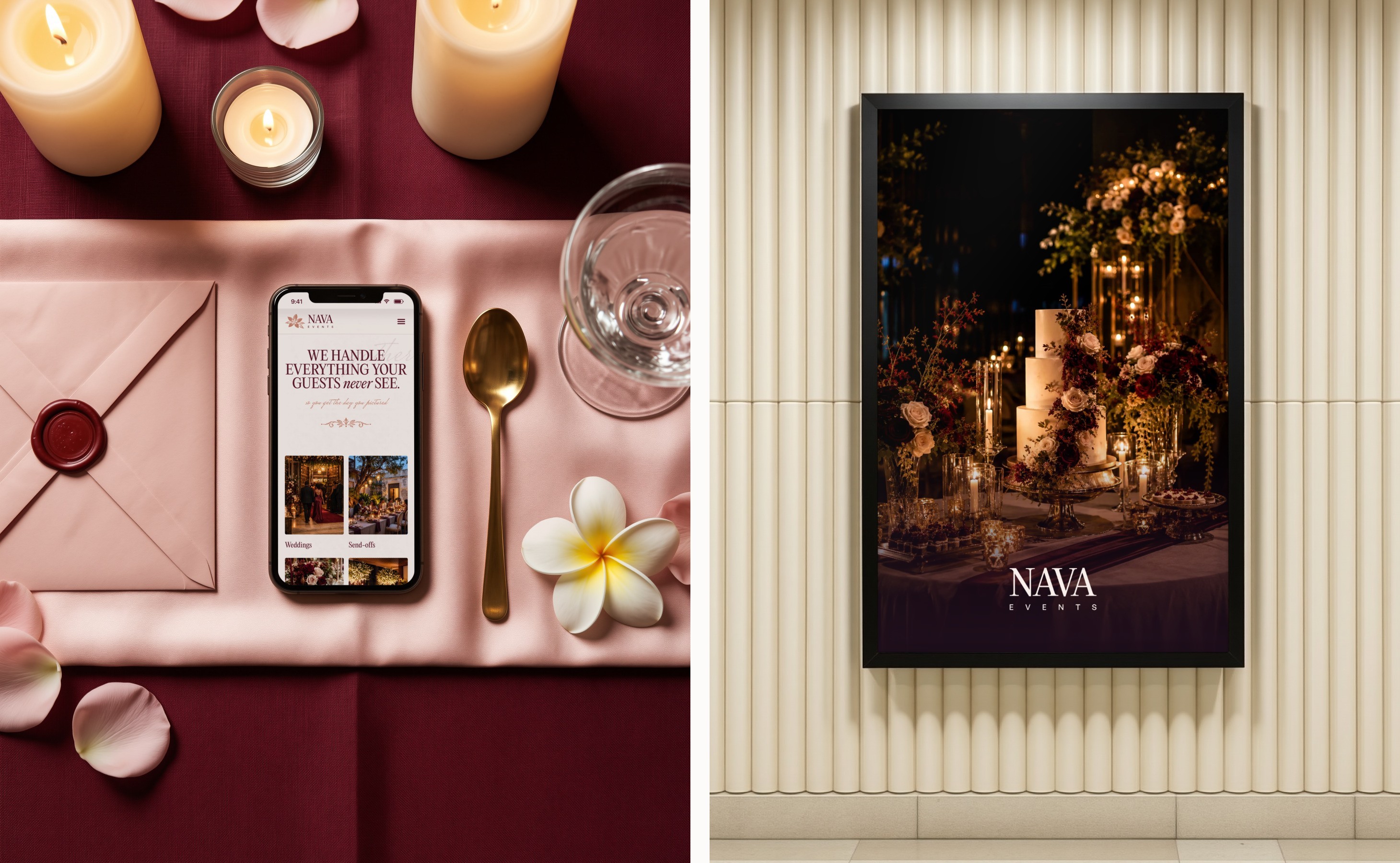 NAVA Events: the same strong photographs carry the website and the posters