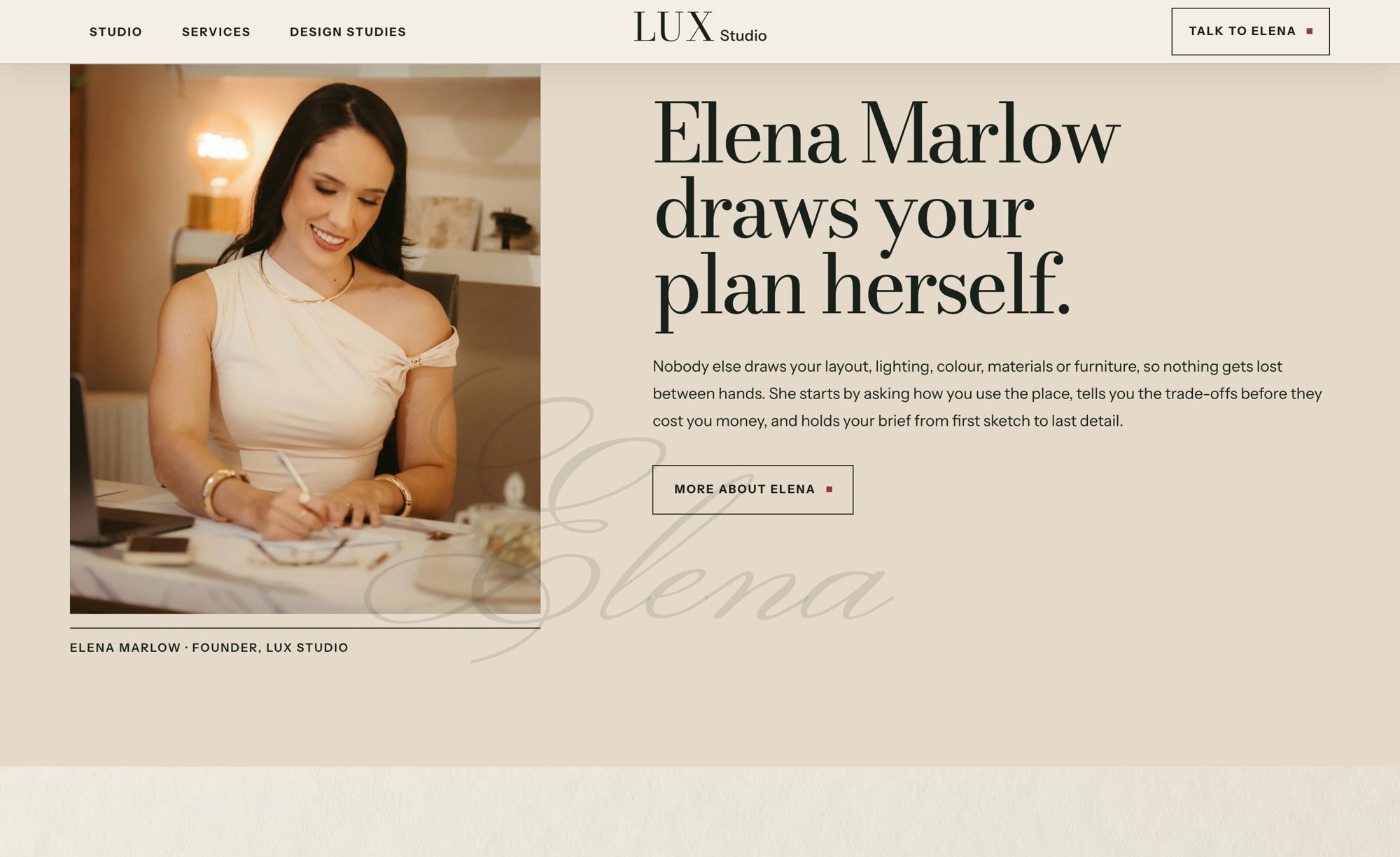 Elena's introduction on a laptop