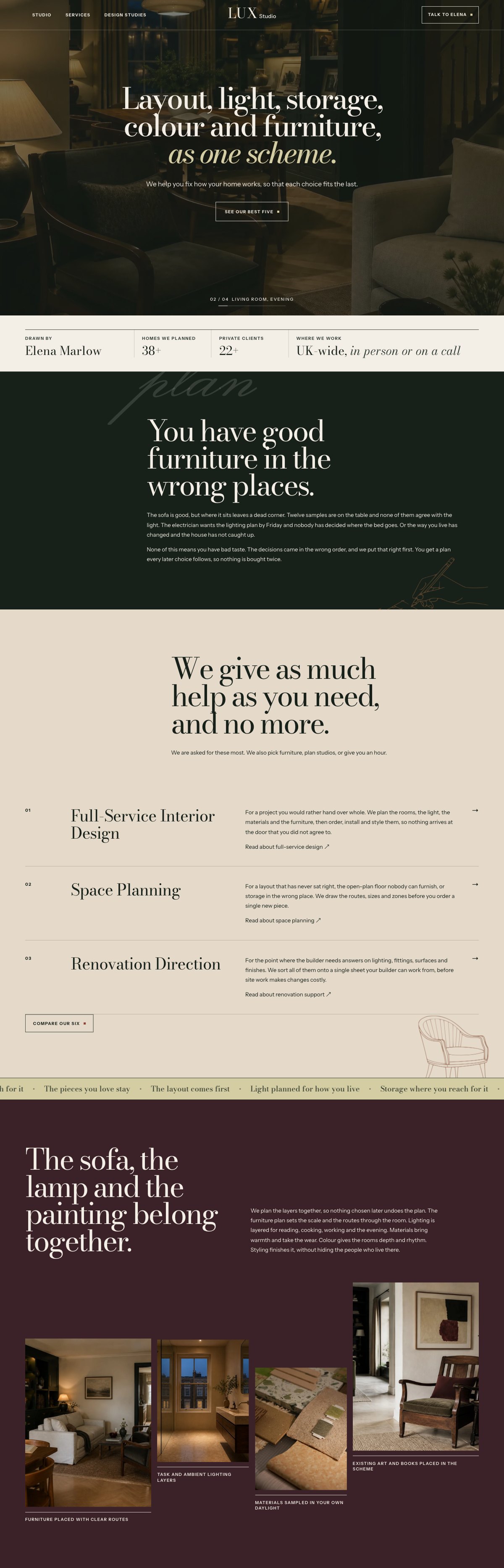 The finished LUX home page