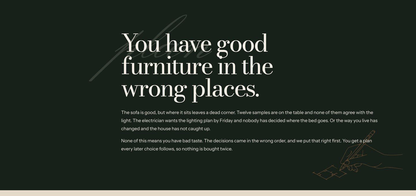 The home page section: You have good furniture in the wrong places