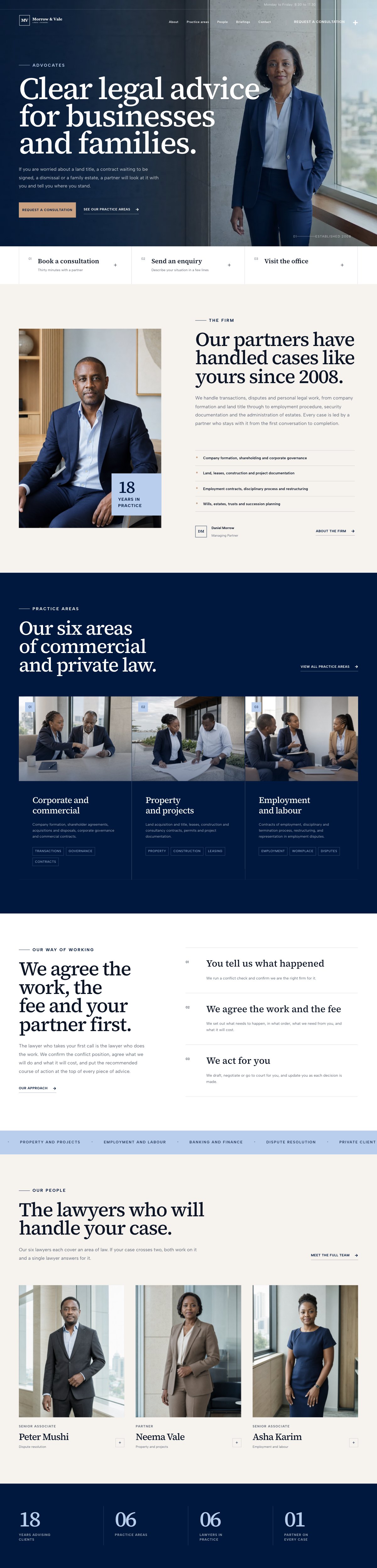 The finished Morrow & Vale home page