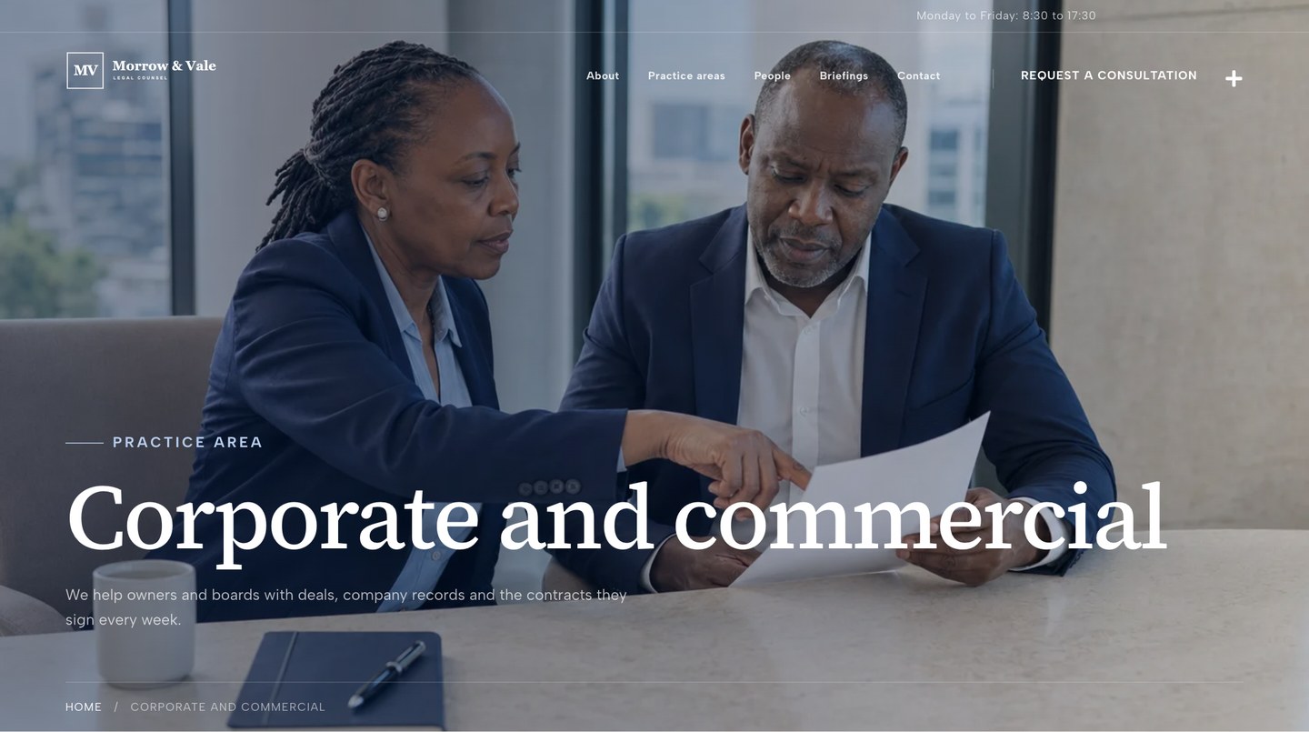 The Corporate and commercial page