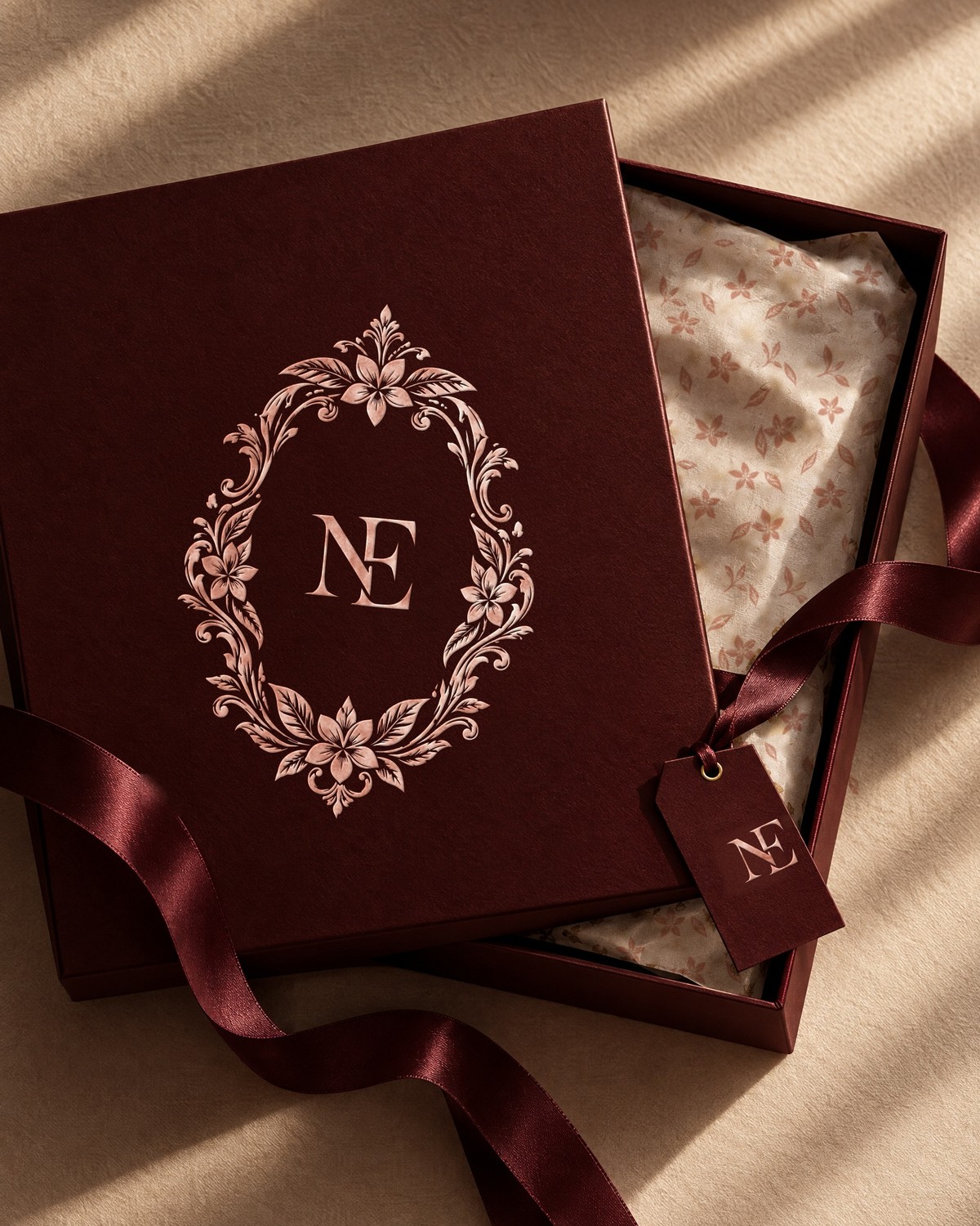 A NAVA gift box with the monogram frame