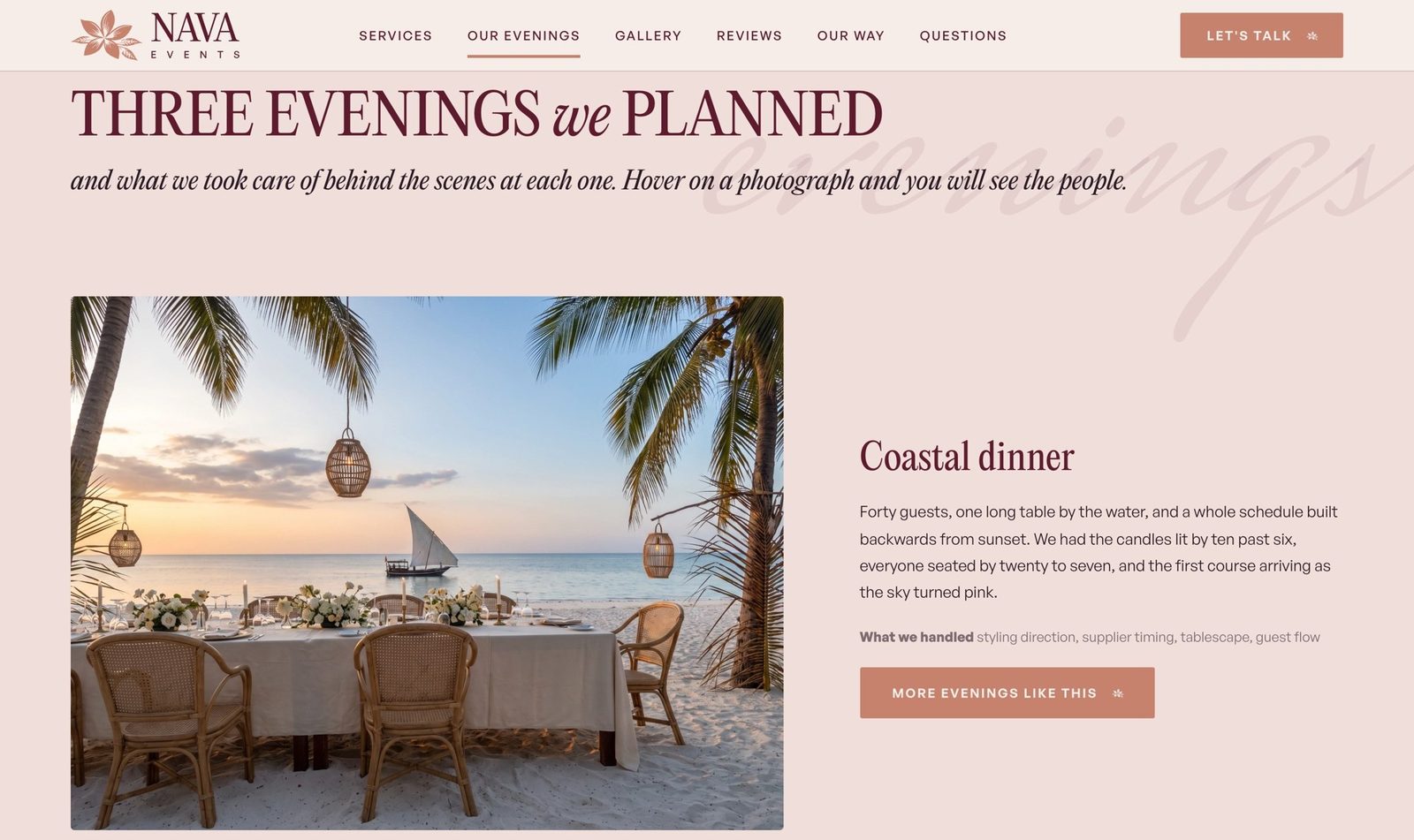 Three evenings we planned, on a laptop