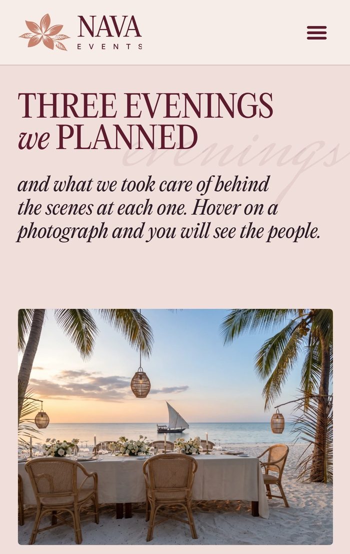 Three evenings we planned, on a phone