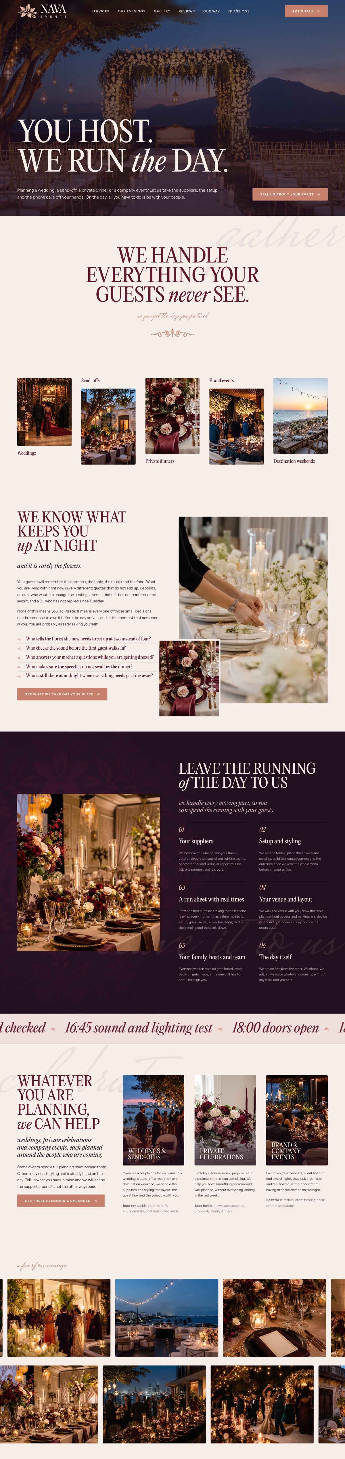 The same sections on the finished NAVA website