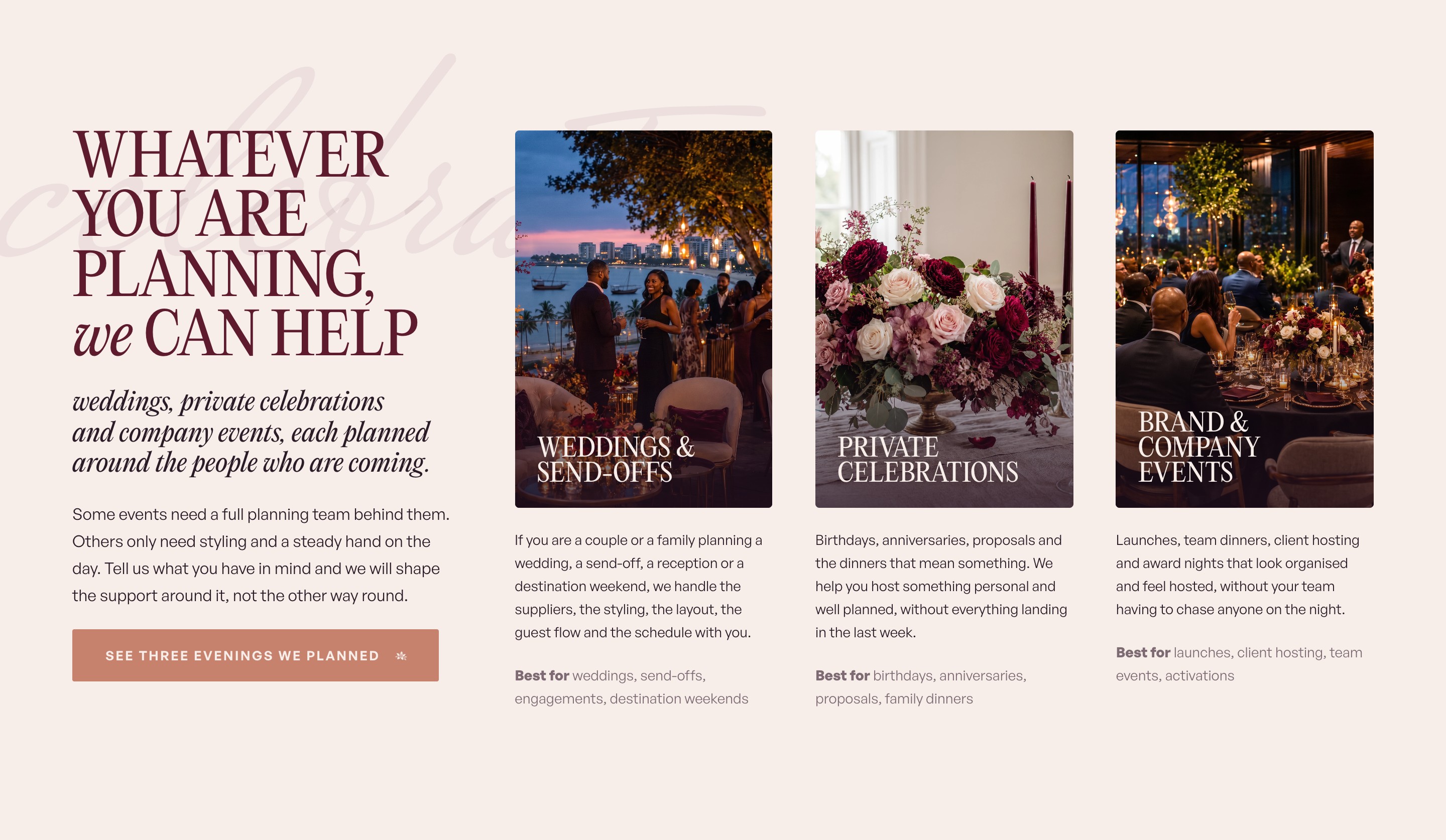Three kinds of event